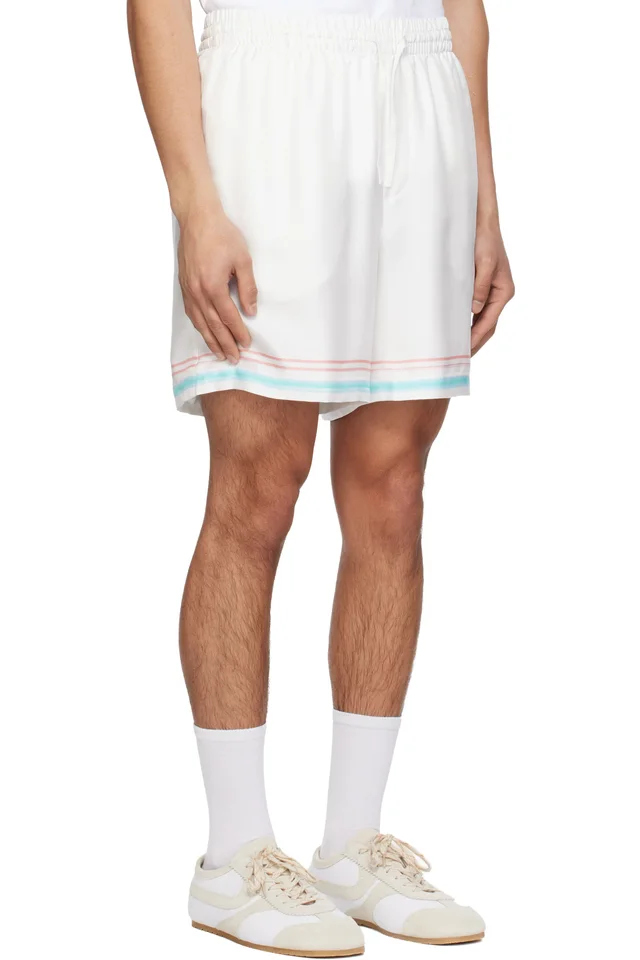 Casablanca White Dance Joy Silk Shorts, photo 2 of 4 from SSENSE
