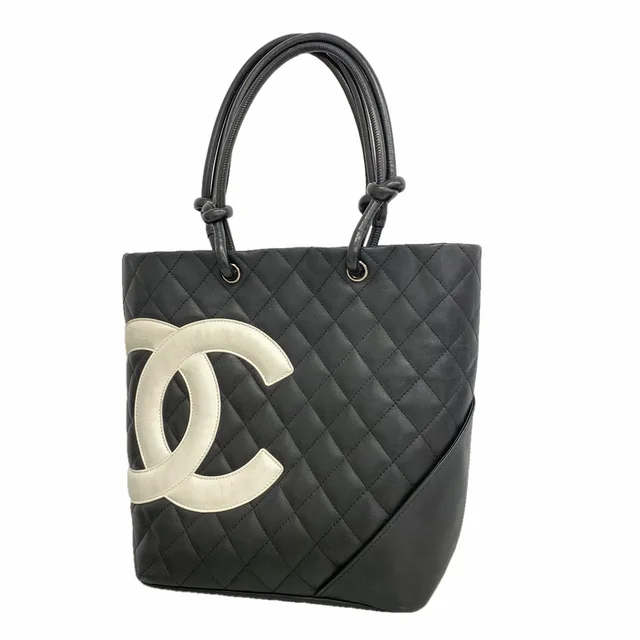 Chanel Tote Bag Cambon Lambskin Black Silver in Black Lambskin from The Reluxe