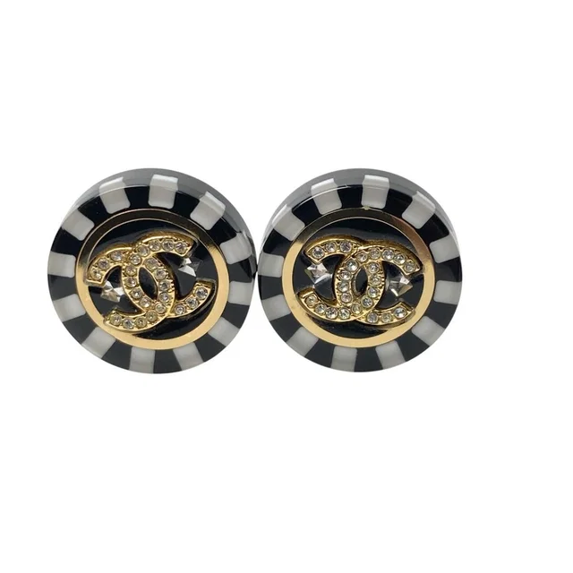 Chanel Earrings CC Logo Circle C Stone from The Reluxe
