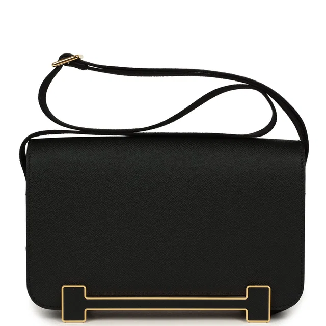 Hermès Geta Slim Bag Black Epsom Gold Hardware in Black Epsom leather from Madison Avenue Couture