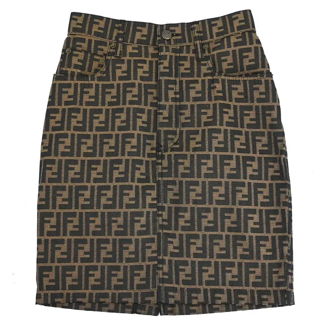 Fendi Zucca Skirt Brown #42 in Brown from AMORE Vintage Tokyo