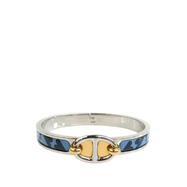Blue Hermès Enamel Mini Clic Chaine D Ancre Bracelet PM in Blue from Designer Revival