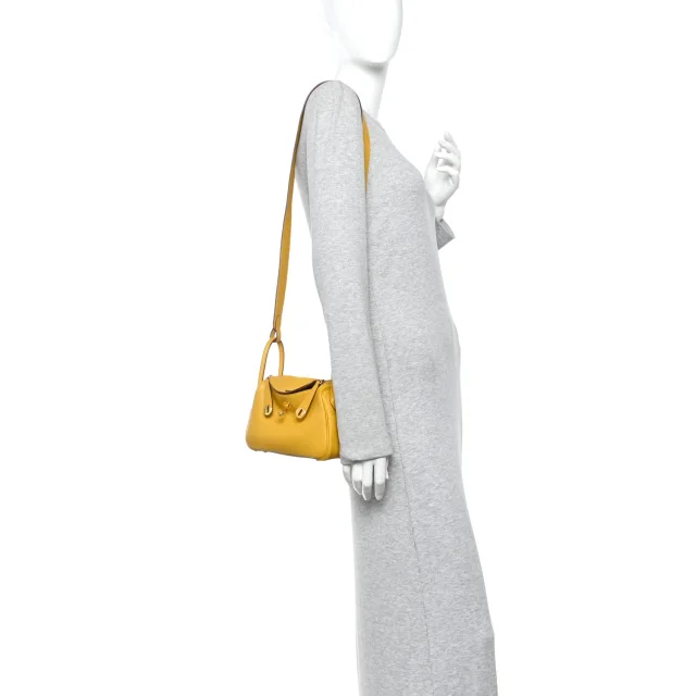 Hermès Taurillon Clemence Mini Lindy 20 Sun in Clemence leather from FASHIONPHILE, photo 2 of 11
