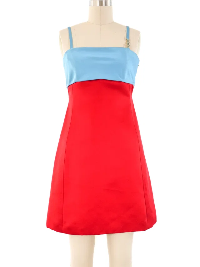 Versace Colorblock Satin Mini Dress in Satin from Arcade Vintage