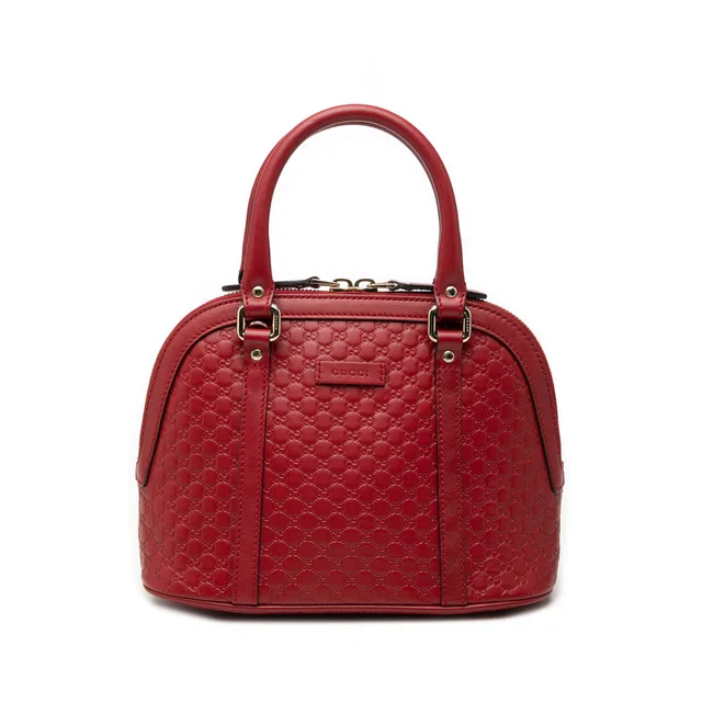Red Gucci Mini Microguccissima Dome Satchel in Red Leather from Designer Revival