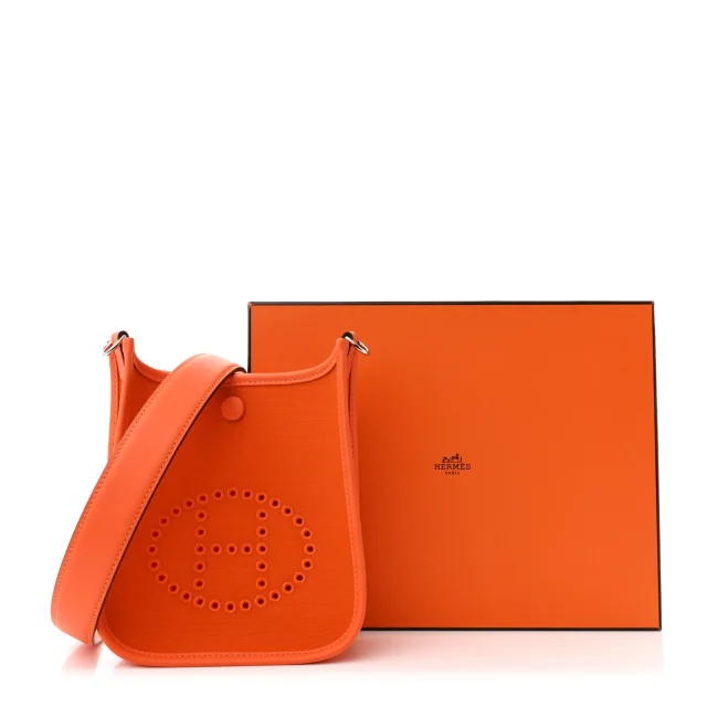 Hermès Toile Officier Swift Neo Evelyne TPM Feu Jaune D'Or Orange Minium in Orange Swift leather from FASHIONPHILE, photo 11 of 11
