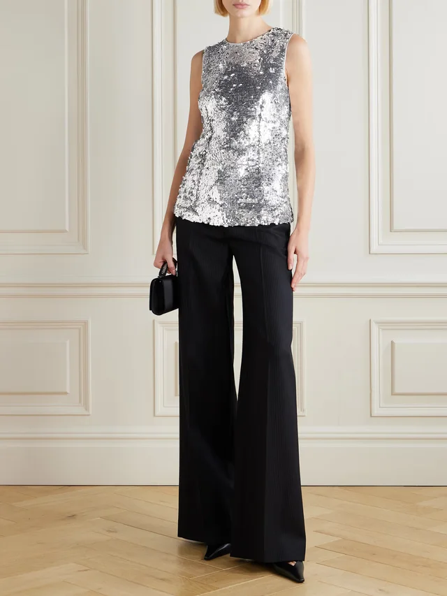 DOLCE&GABBANA Sequined satin top in Metallic, photo 2 of 2 from NET-A-PORTER (Canada)