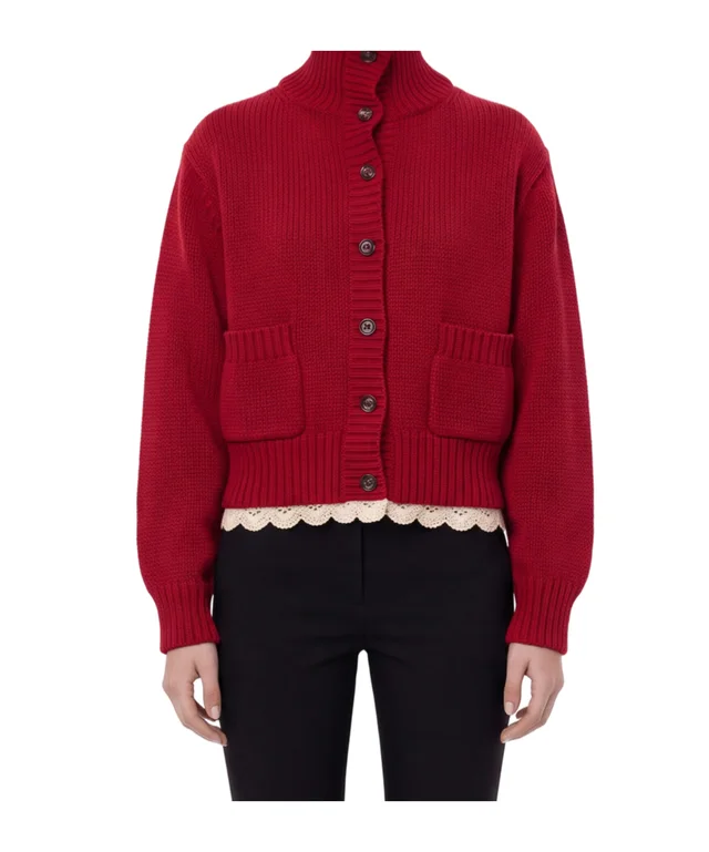 Magda Butrym Cinched Lace Trim Cardigan, photo 3 of 4 from SENSER