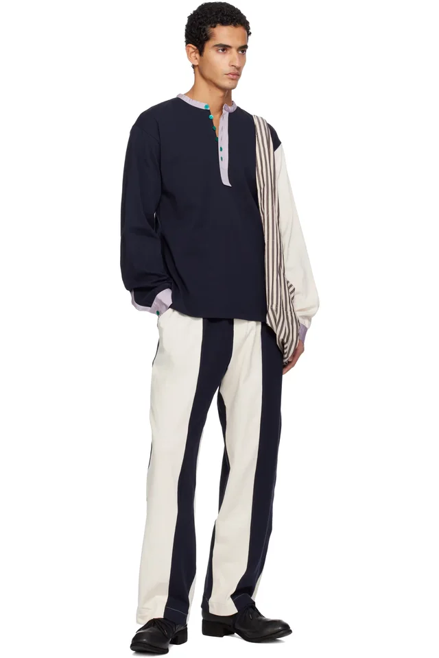 SC103 Off-White & Navy Leap Sweatpants, photo 4 of 4 from SSENSE