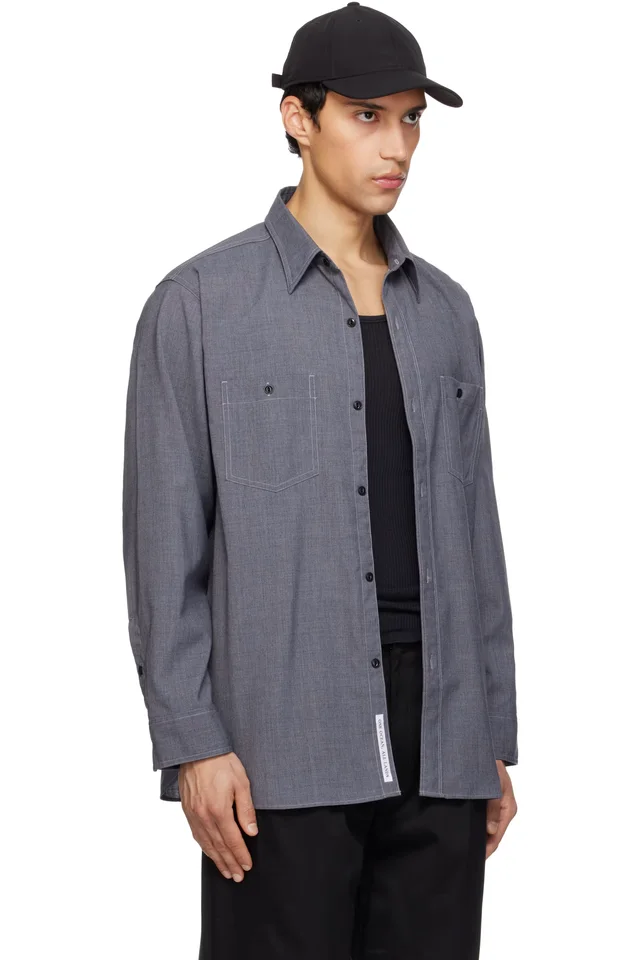 nanamica Gray Polyester Wool Field Shirt, photo 2 of 4 from SSENSE