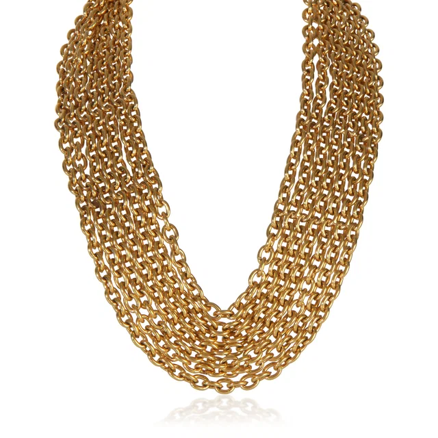 Chanel Gold-Plated Vintage Matelasse Multistrand Necklace in Gold from myGemma