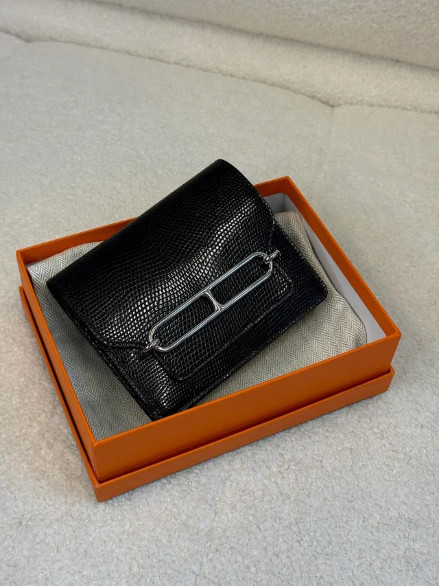 Hermès Roulis Compact Wallet - Black in Black Leather from Luxury Promise