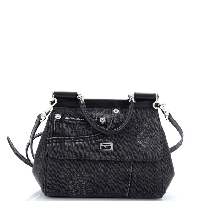Dolce & Gabbana Medium Miss Sicily Bag Patchwork Denim in black Denim from Poshmark