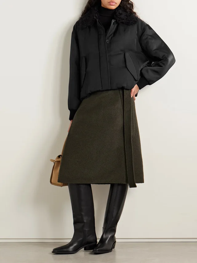 PROENZA SCHOULER Vadra mohair and cotton-blend fleece-trimmed padded recycled-twill jacket in Black, photo 2 of 2 from NET-A-PORTER (Canada)