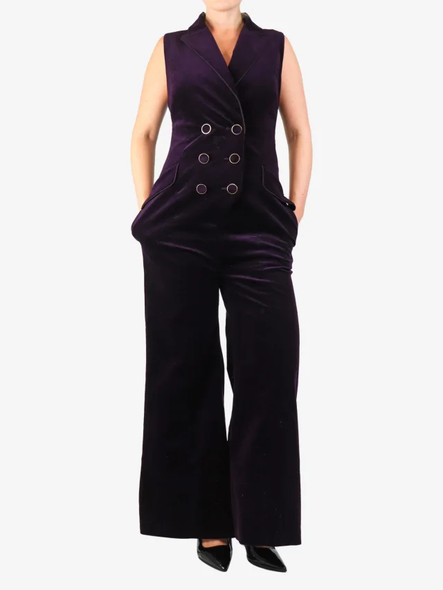 Zimmermann Aubergine corduroy jumpsuit - size UK 12 from Sign of the Times