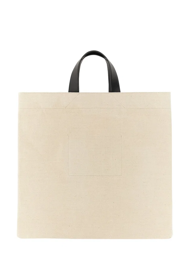 Jil Sander Cotton-Linen Blend Tote Bag — Beige Body: Cotton in Beige Leather from HEWI