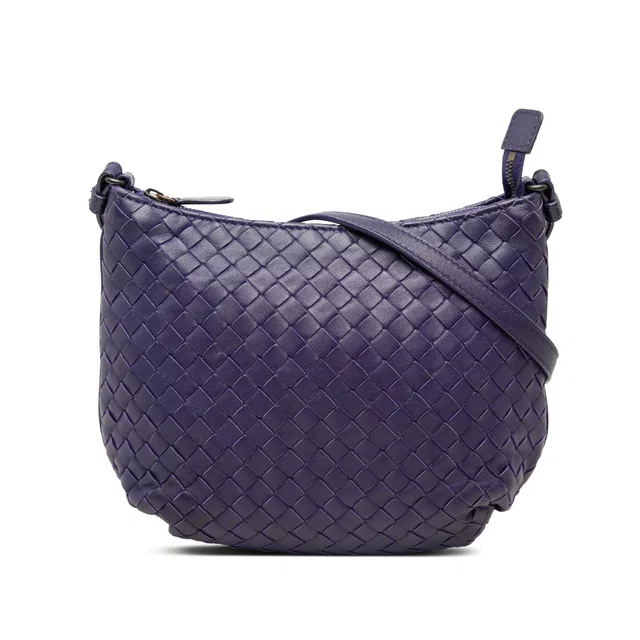 Purple Bottega Veneta Small Nappa Intrecciato Crossbody in Purple Nappa leather from Designer Revival