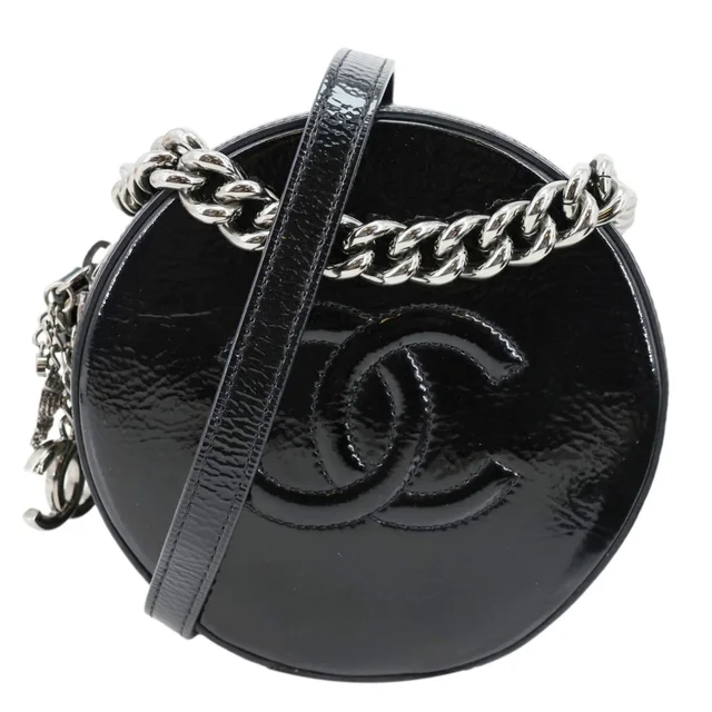 Chanel Round as Earth Patent Leather Crossbody Bag Black in Black Patent leather from Dallas Designer Handbags