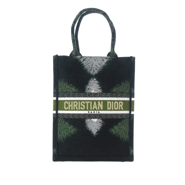 Green Dior Tie Dye Vertical Book Tote in Green Canvas from Designer Revival