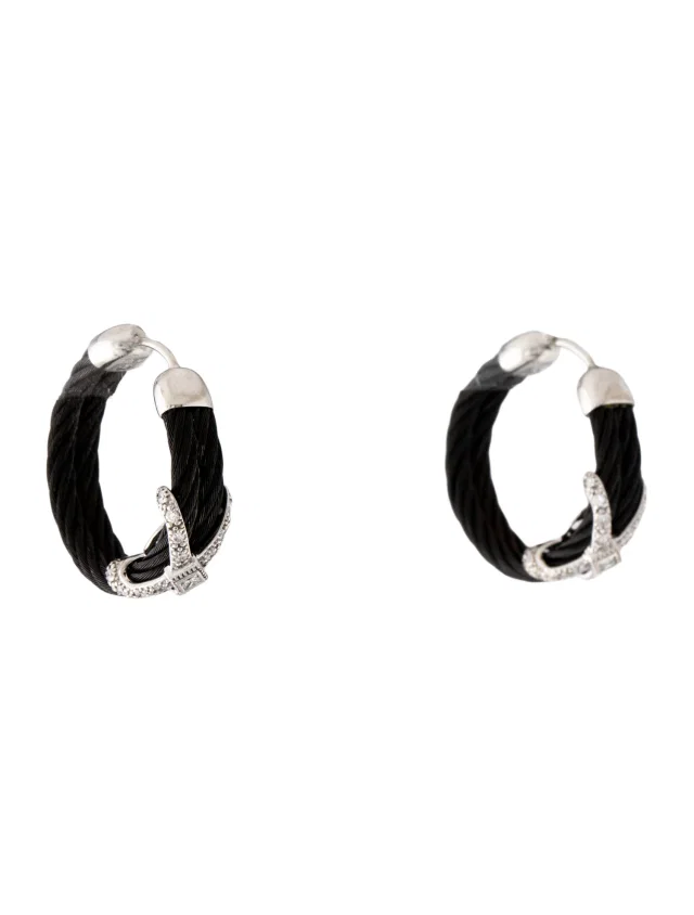 Charriol Diamond Noir Cable Hoop Earrings in multicolor from The RealReal