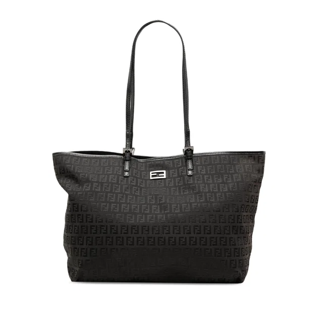 Black Fendi Zucchino Canvas Tote in Black Canvas from Designer Revival