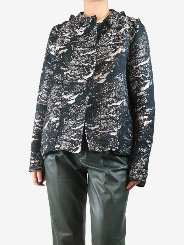 Marni Black and silver jacquard jacket - size UK 10 in Black from Sign of the Times
