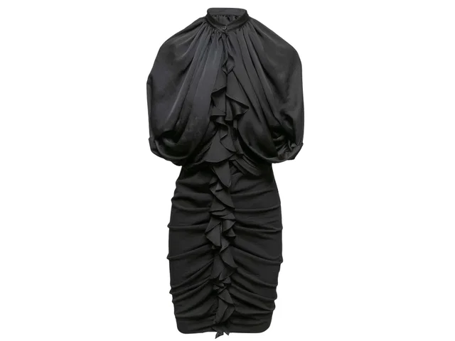Black Givenchy Ruched Dress Size FR 40 in Black from Designer Revival