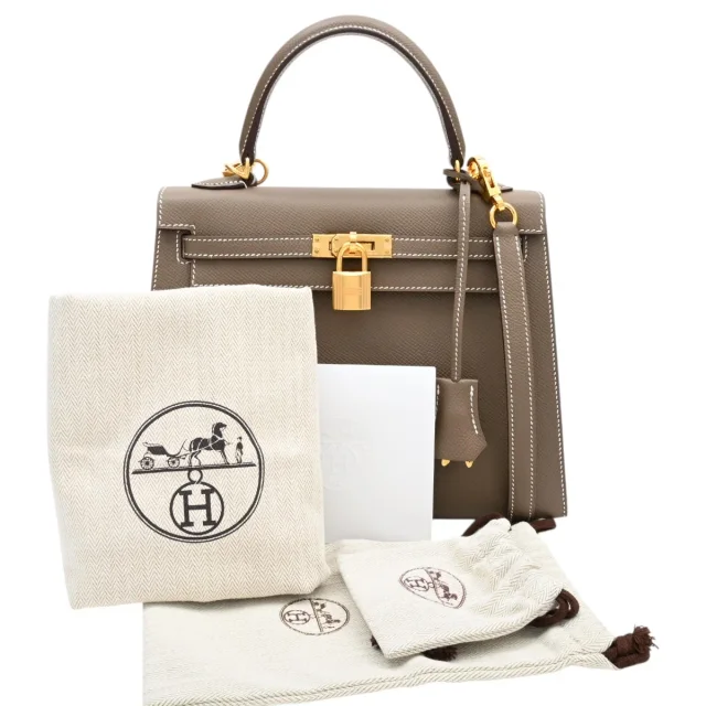 Hermès 2021 Kelly 25 Etoupe in Taupe Epsom leather from VINTAGE QOO TOKYO, photo 10 of 10