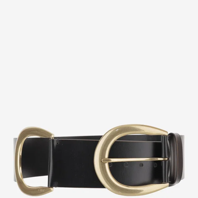 Chloé Calfskin Leather With Gold-Plated Brass Buckles Belt — Black in Black Calfskin from HEWI