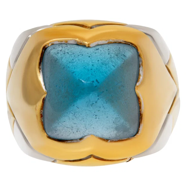 Bvlgari ring with blue topaz 18k white and yellow gold in White White Gold, Yellow Gold from Gray And Sons