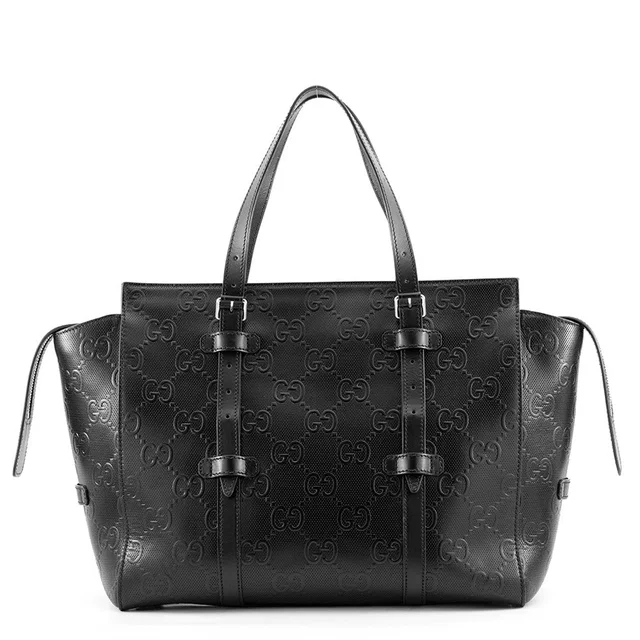 Gucci GG embossed Tote Bag Black625774 Leather in Leather from GALLERY RARE