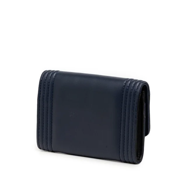 Blue Chanel Bicolor Lambskin Boy Flap Card Holder in Blue Lambskin from Designer Revival, photo 2 of 2