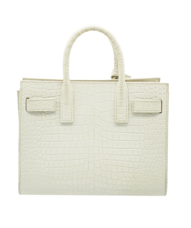Saint Laurent Crocodile Embossed Cream Leather Sac De Jour Small in White Crocodile from Luxury Promise, photo 2 of 2