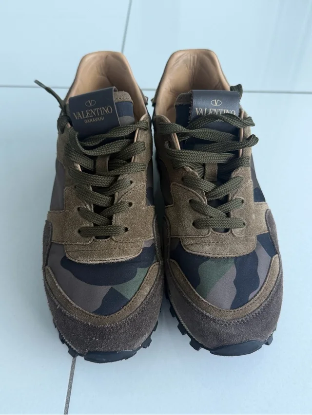 Valentino Garavani Camouflage Lace-Up Sneakers - Olive & Khaki in green Suede from Poshmark, photo 1 of 1