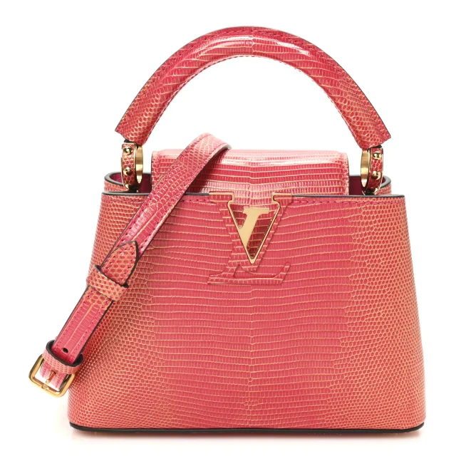 Louis Vuitton Metallic Lizard Capucines Mini Fuchsia Gold in Pink Lizard from FASHIONPHILE, photo 7 of 9