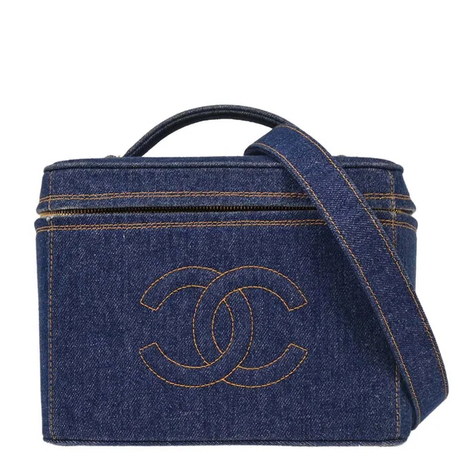 Chanel 1996-1997 Blue Denim Vanity 2way Shoulder Handbag in Blue Denim from AMORE Vintage Tokyo