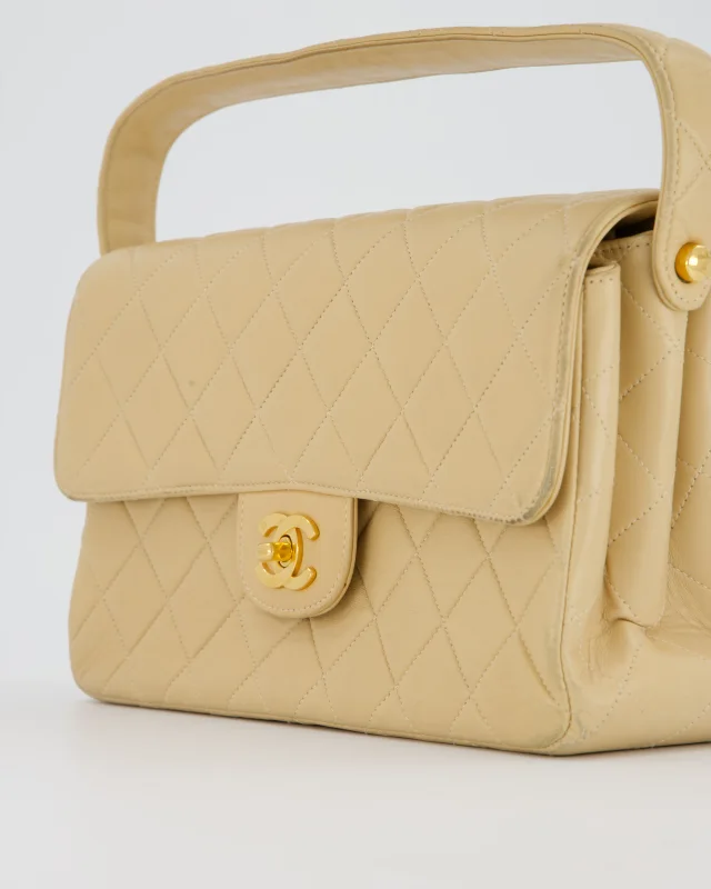 Chanel Vintage Medium Double-Sided Flap Bag in Beige Lambskin from Sellier, photo 11 of 18