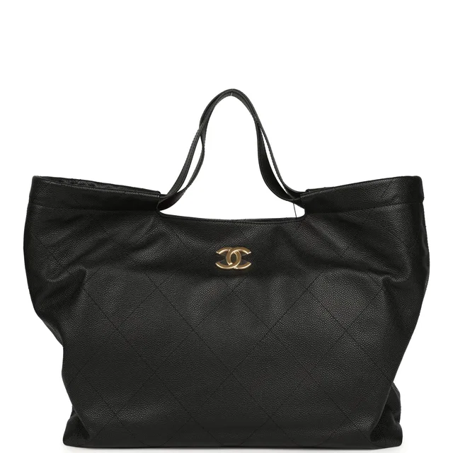 Chanel Maxi Coco Shopping Bag Black Caviar Brushed Gold Hardware in Black Caviar leather from Madison Avenue Couture