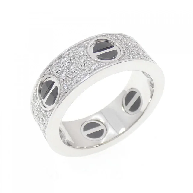 Cartier Love 750 White Gold Ceramic Diamond Ring Size 50 in White Ceramic from LuxUness