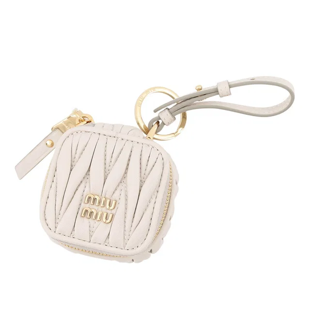Miu Miu Matelassé Key Ring Beige5TL527 Leather in Leather from GALLERY RARE