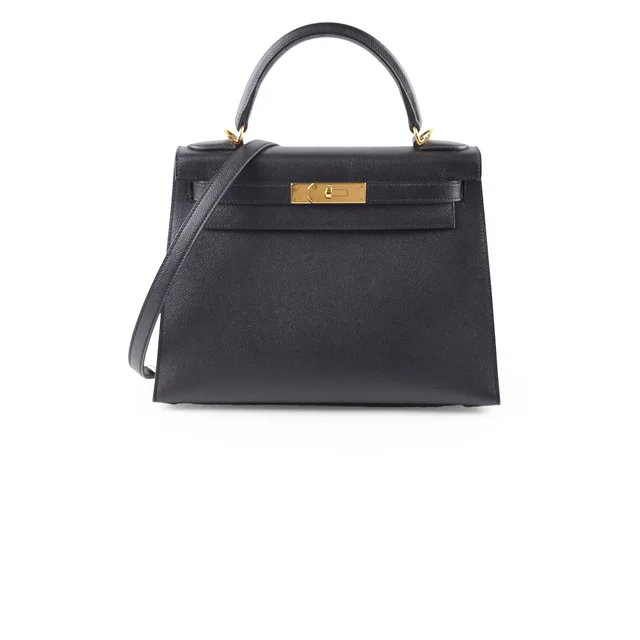 Hermès Kelly 28 Black GHW Espom D stamp in Black Epsom leather from The Purse Affair