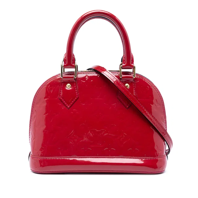 Red Louis Vuitton Monogram Vernis Alma BB Satchel in Red Leather from Designer Revival