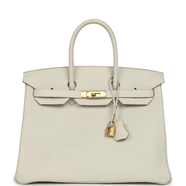 Hermès Birkin 35 Gris Pale Togo Gold Hardware in Grey Togo leather from Madison Avenue Couture