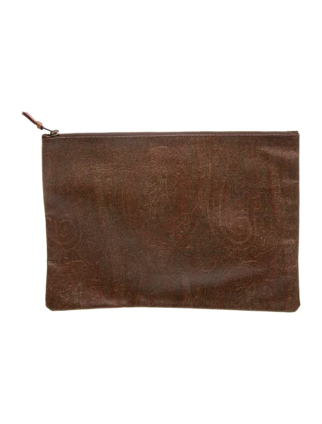 Etro Leather Clutch in brown|red Leather from The RealReal