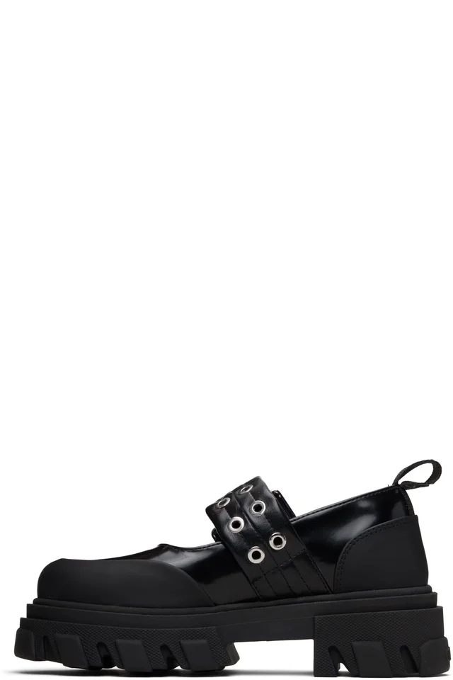 GANNI Black Cleated Ballerina Box Loafers, photo 3 of 5 from SSENSE