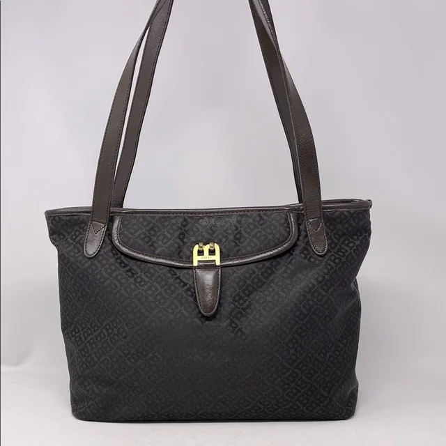 Bally Giaguaro Brown Monogram Nylon And Leather Trim Tote Handbag Made In Italy in black|brown|red Nylon from Poshmark