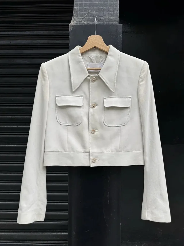 Maison Margiela Vintage Ss96 Cyclist Tailored Jacket in Beige in neutral|white from Grailed