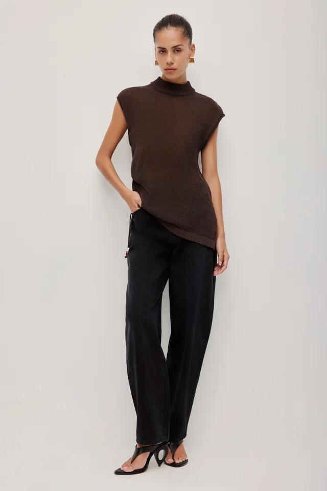 Aje Studio Suri Ruched Knit Top in Brown from Aje, photo 1 of 1