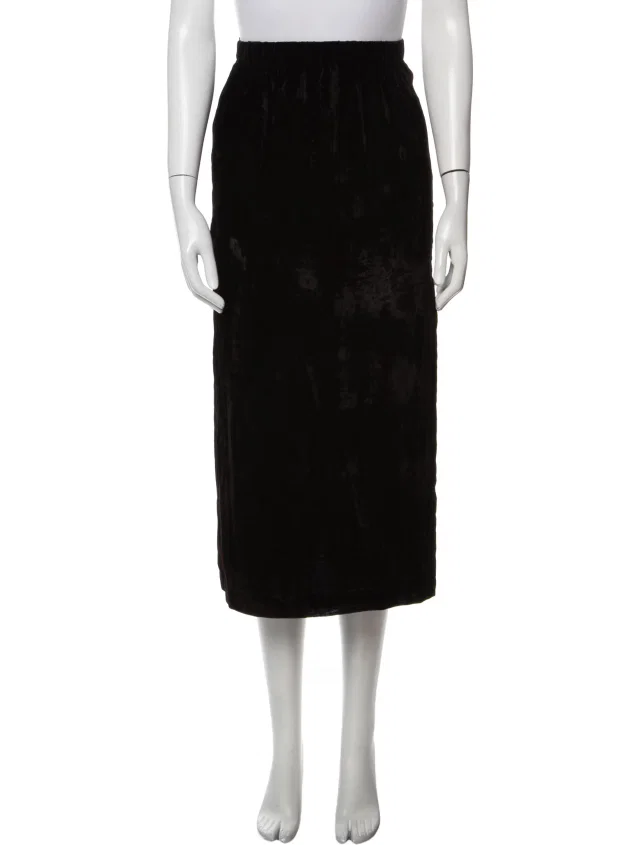Comme des Garçons Vintage Midi Length Skirt in black Velvet from The RealReal
