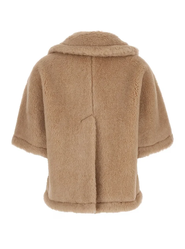 Max mara Beige Cloak 'Corvino' with Notched Revers and Short Sleeves in Faux Fur for Women in Beige 63% Alpaca 26% Cashmere 11% Silk, photo 4 of 6 from Gaudenzi Boutique